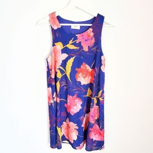 Everly Blue Floral Shift Dress Size S
